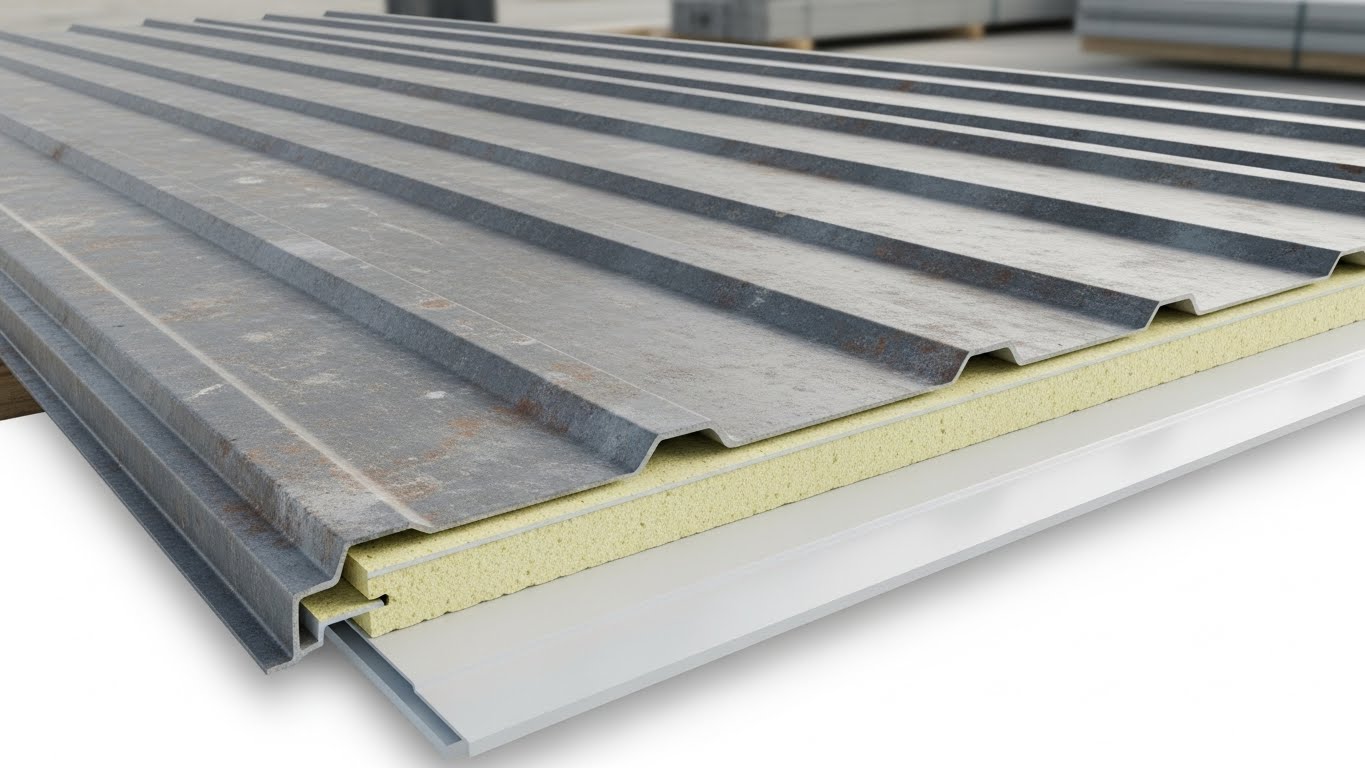 Farklı tip ve renkte sandviç panellerin genel görünümü