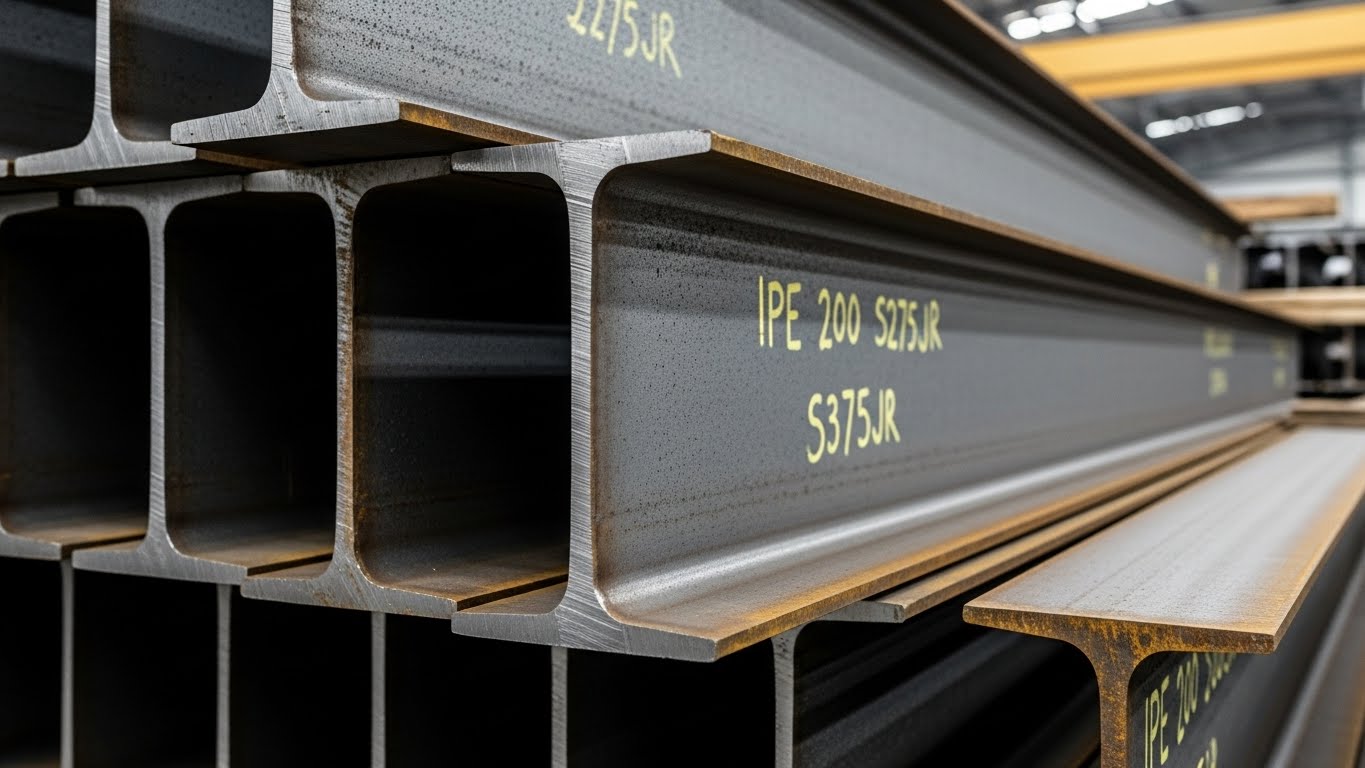 Farklı boyutlarda IPE Demir Profillerinin Yığını