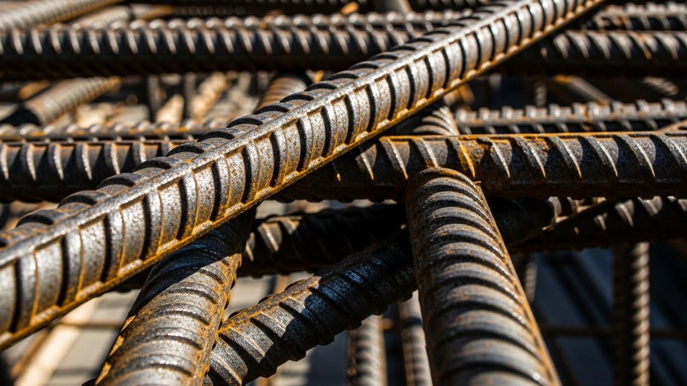 Farklı Çaplarda Nervürlü İnşaat Demiri Stok Görseli