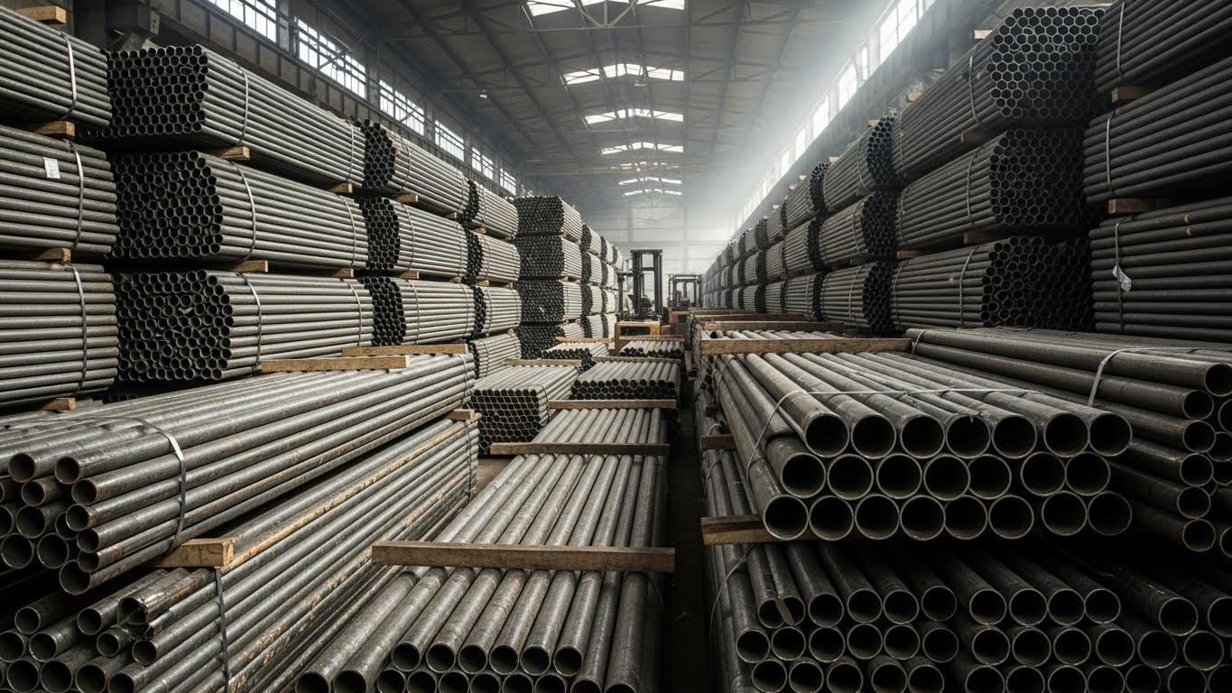 Ekonomik su borusu çözümlerini gösteren toplu boru stoğu.